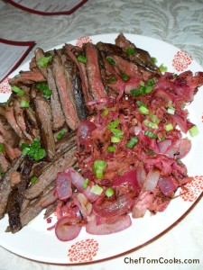 Pomegranate marinated steak fajitas
